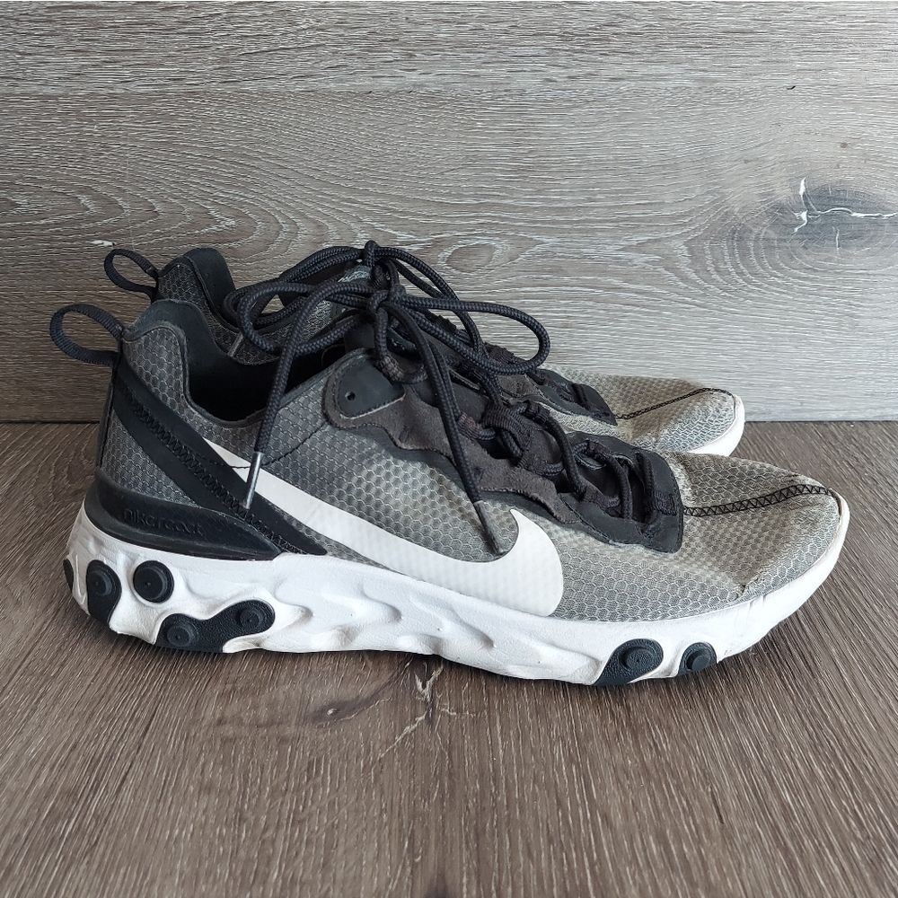 Nike React Element 55 SE CI3831-002 Black Grey White Running Shoes Men's 10